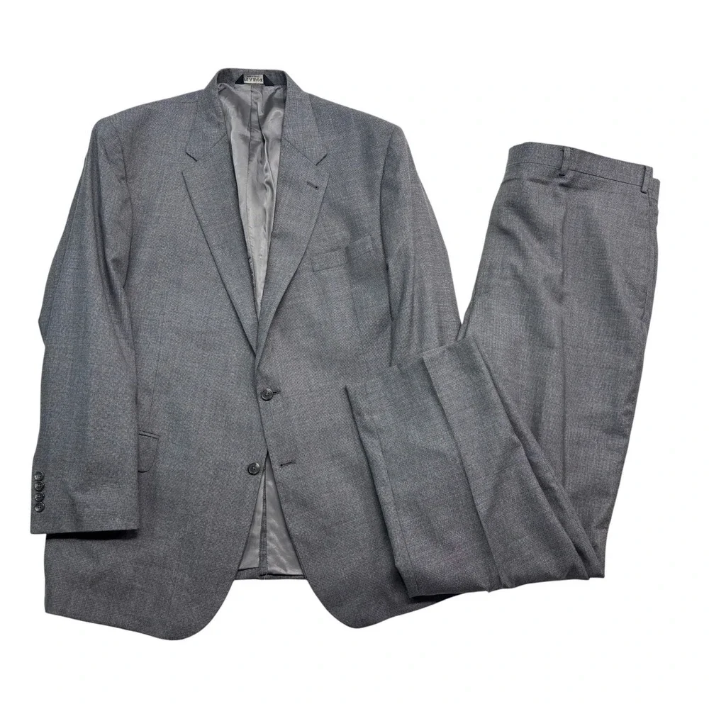 Jos A Bank 48L 43x32 Gray 2pc Pant Suit Signature Collection Wool Flat Front